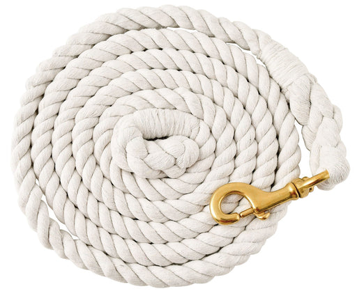Jeffers Twisted Solid Cotton Horse Lead Ropes with Brass Bolt Snap, 10' L - IATF - White - 1