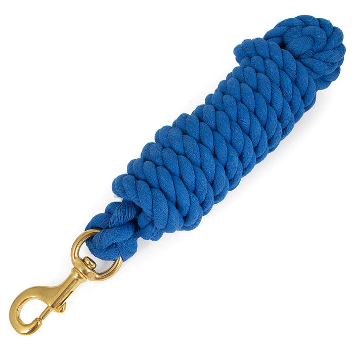 Jeffers Twisted Solid Cotton Horse Lead Ropes with Brass Bolt Snap, 10' L - IATG - Blue - 7