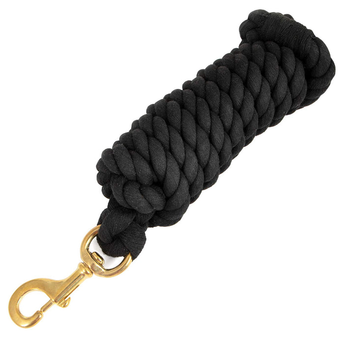 Jeffers Twisted Solid Cotton Horse Lead Ropes with Brass Bolt Snap, 10' L - IATH - Black - 10