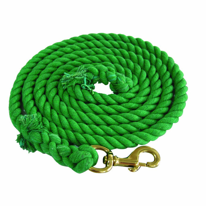 Jeffers Twisted Solid Cotton Horse Lead Ropes with Brass Bolt Snap, 10' L - IAU5 - Green - ¾"D x 10'L - 1 - 18