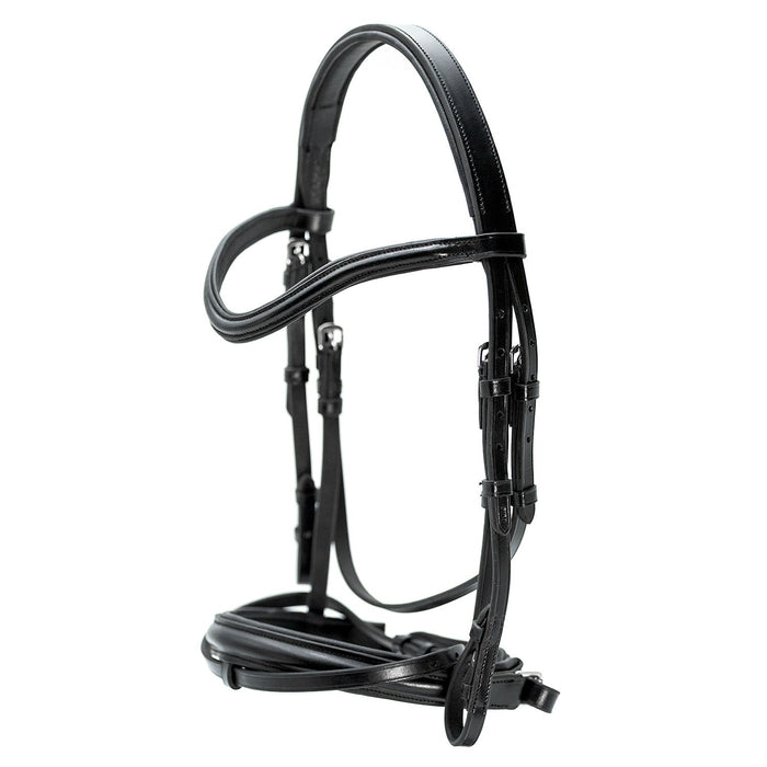 Jeffers Uniquely English "Aachen" Leather Dressage Bridle with Reins for Horses - JEF14F - Black - Cob - 1 - 2
