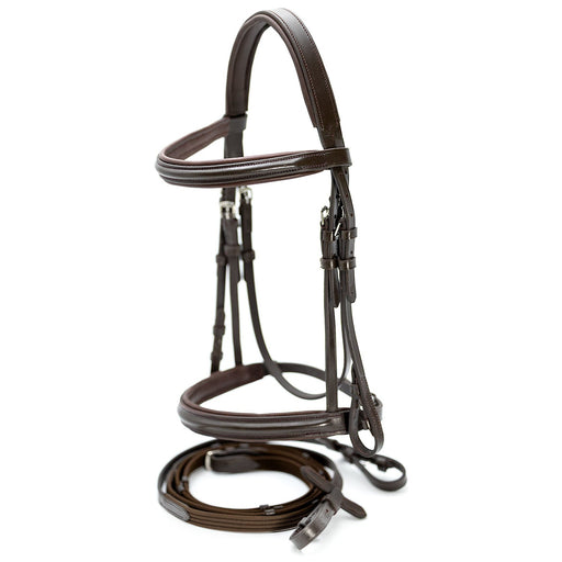 Jeffers Uniquely English "Devon" Leather Snaffle Bridle with Reins for Horses - JEF14B - Havana - Cob - 1 - 1