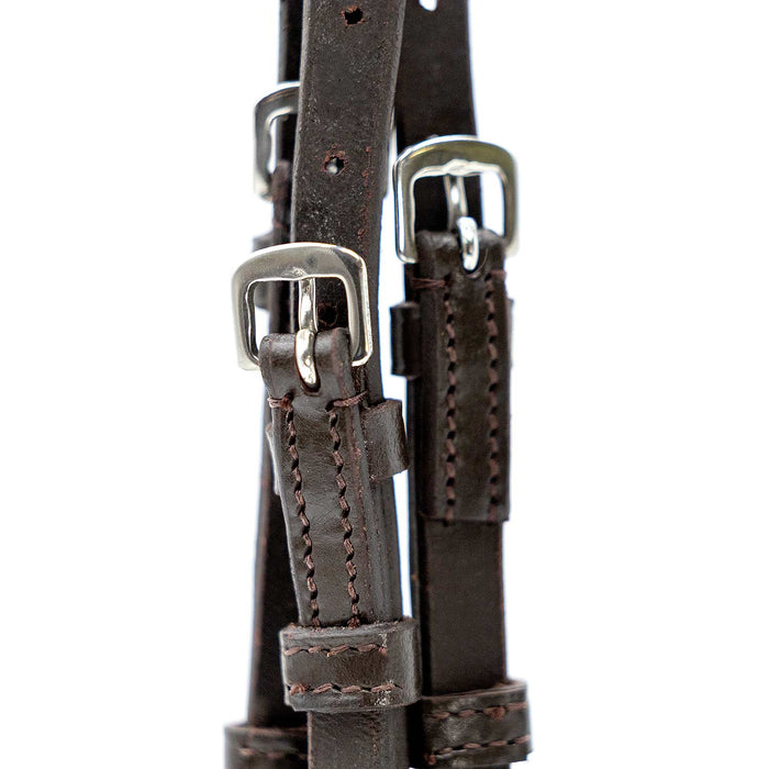 Jeffers Uniquely English "Devon" Leather Snaffle Bridle with Reins for Horses - JEF14B - Havana - Cob - 1 - 4
