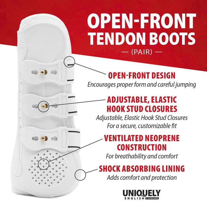 Jeffers Uniquely English Horse Tendon Boots, 2 - Pack - IAFX - Medium - White - 2 pk - 2