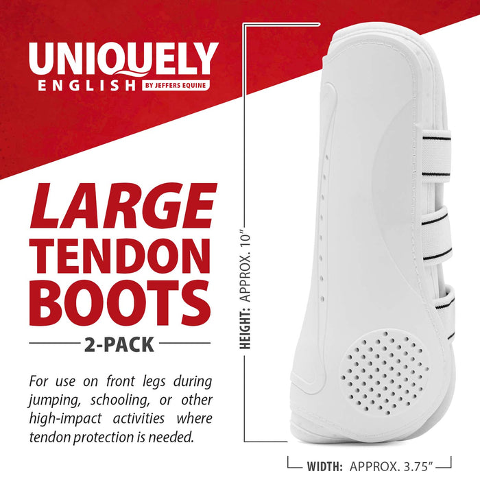 Jeffers Uniquely English Horse Tendon Boots, 2 - Pack - IAFX - Medium - White - 2 pk - 4