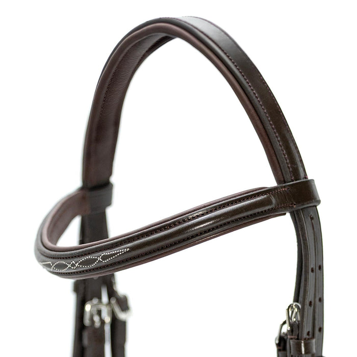 Jeffers Uniquely English "Kentucky" Fancy Stitched Leather Jumping Bridle for Horses - JEF14K - Havana - Cob - 1 - 2