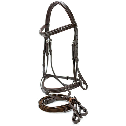 Jeffers Uniquely English "Kentucky" Fancy Stitched Leather Jumping Bridle for Horses - JEF14K - Havana - Cob - 1 - 1