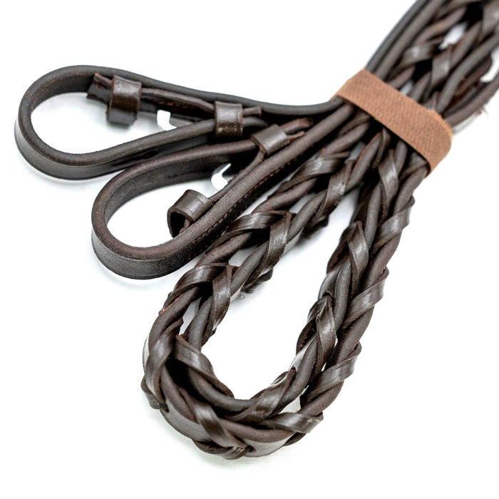 Jeffers Uniquely English Leather Laced Reins, Havana - JEF14X - Hook & Stud Bit Ends - Havana - 1 - 12