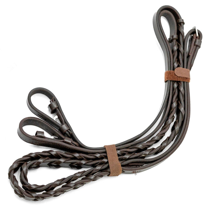 Jeffers Uniquely English Leather Laced Reins, Havana - JEF14X - Hook & Stud Bit Ends - Havana - 1 - 13