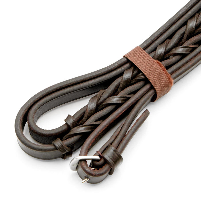 Jeffers Uniquely English Leather Laced Reins, Havana - JEF14X - Hook & Stud Bit Ends - Havana - 1 - 2