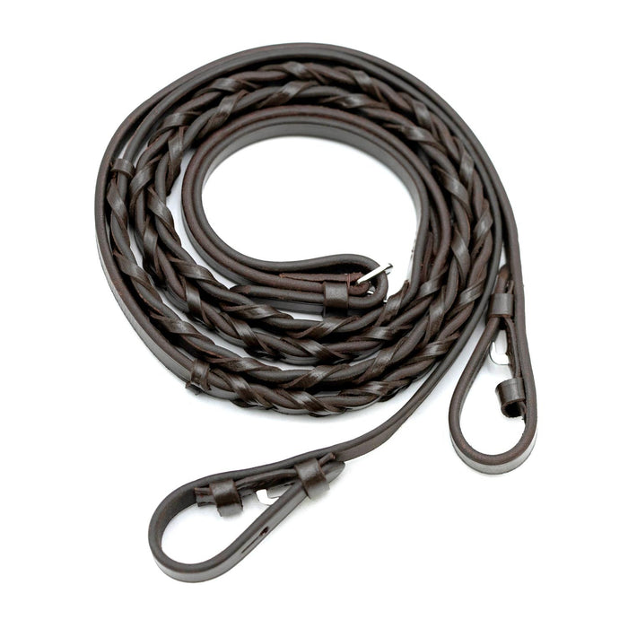 Jeffers Uniquely English Leather Laced Reins, Havana - JEF14Y - Buckle Bit Ends - Havana - 1 - 7