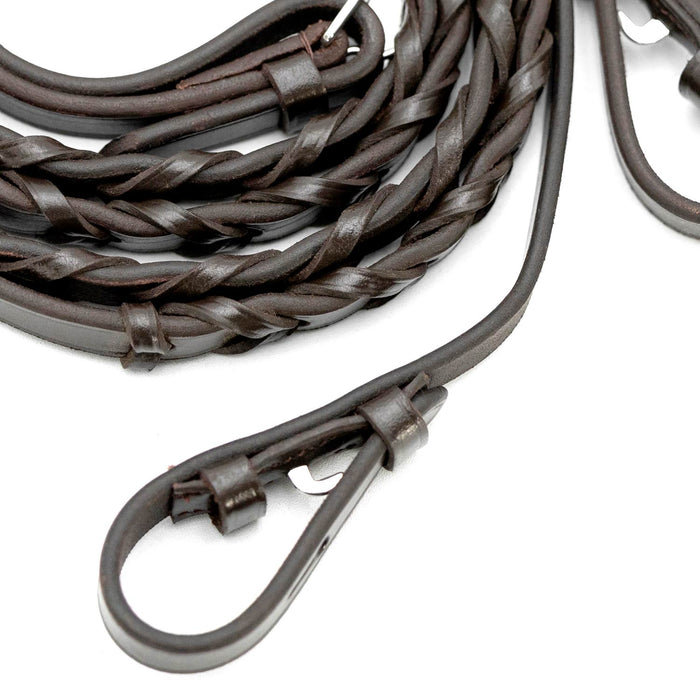Jeffers Uniquely English Leather Laced Reins, Havana - JEF14Y - Buckle Bit Ends - Havana - 1 - 8