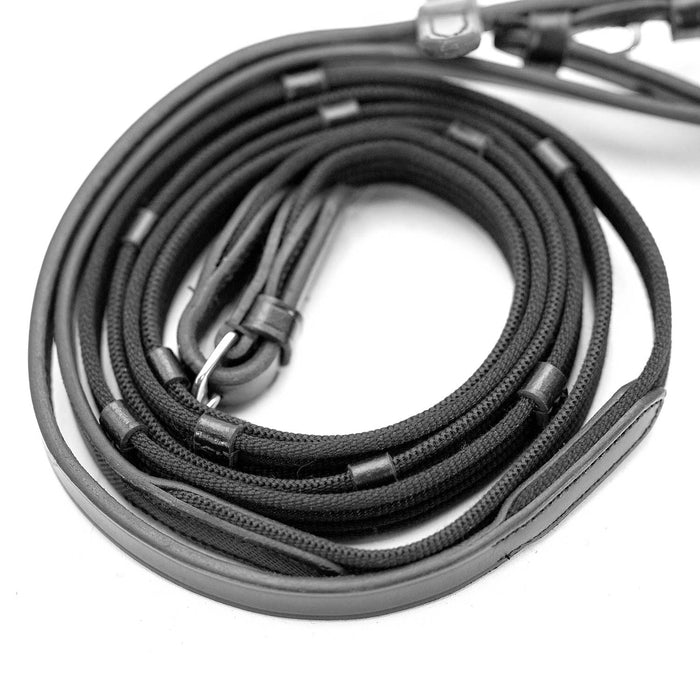 Jeffers Uniquely English Leather Web Reins for Horses - JEF15B - Black - 1 - 4