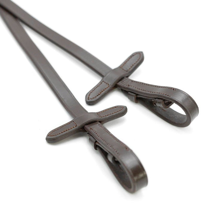 Jeffers Uniquely English Rubber Reins – Premium Leather, Non - Slip Grip, 54" for Horse Riding - JEF15D - Havana - 1 - 5