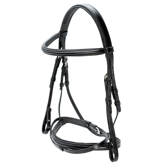Jeffers Uniquely English "Windsor" Leather Dressage Bridle With Web Reins for Horses - JEF14T - Black - Cob - 1 - 4
