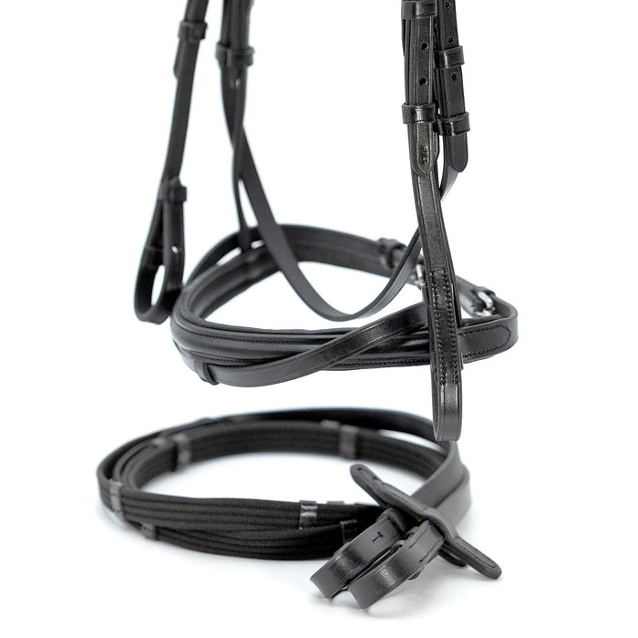 Jeffers Uniquely English "Windsor" Leather Dressage Bridle With Web Reins for Horses - JEF14T - Black - Cob - 1 - 3