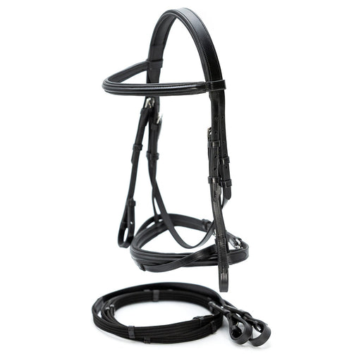 Jeffers Uniquely English "Windsor" Leather Dressage Bridle With Web Reins for Horses - JEF14T - Black - Cob - 1 - 1