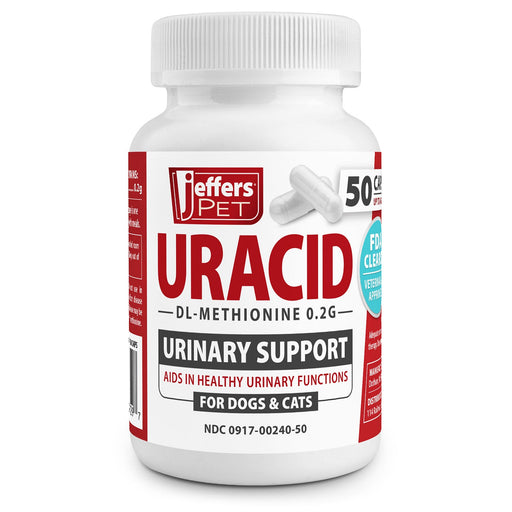 Jeffers Uracid DL - Methionine 0.2g Capsules for Dogs & Cats – Supports Urinary Tract, Reduces Urine Odor, Prevents Stones - JEFBB6 - 50 Capsules (Up to 16 Day Supply) - 1
