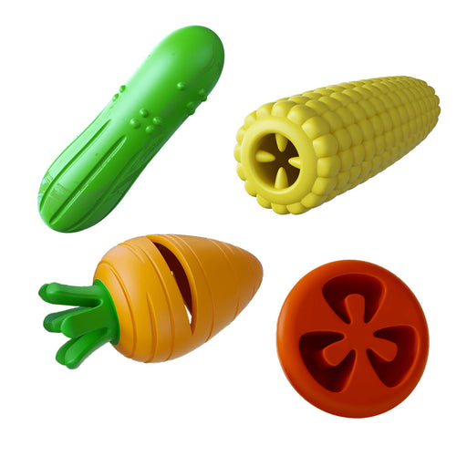 Jeffers Veggies Natural Rubber Dog Chew Toys, 4 pc, Medium - I7RQ-KIT - Medium - 4 pc - 1