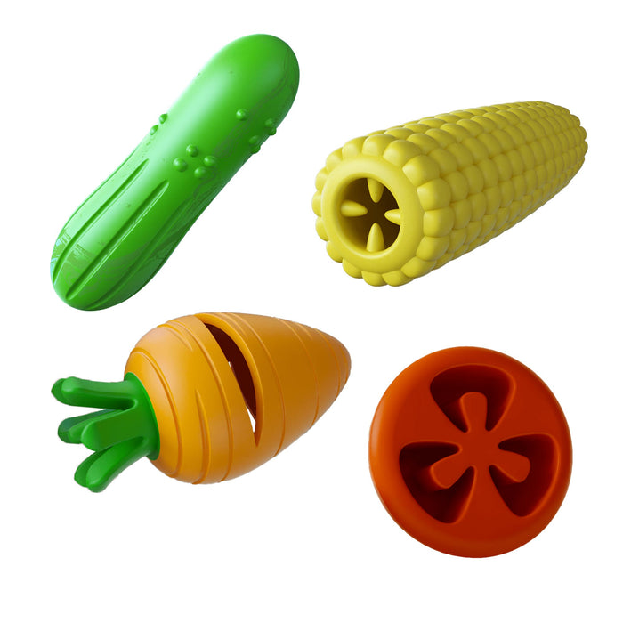 Jeffers Veggies Natural Rubber Dog Chew Toys, 4 pc, Medium - I7RQ-KIT - Medium - 4 pc - 1
