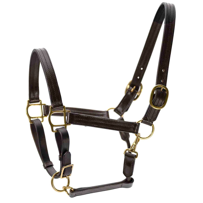 Jeffers Versailles Triple Stitched Adjustable Leather Halter for Horses, Havana - JEF15W - Cob - Havana - 1 - 1