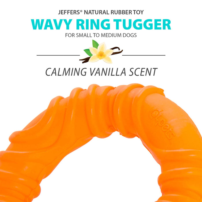 Jeffers Wavy Ring Tugger Natural Rubber Dog Chew Toy for Tug, Fetch & Dental Support - I7RU - Multi - Medium - 1 - 4