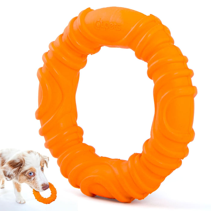 Jeffers Wavy Ring Tugger Natural Rubber Dog Chew Toy for Tug, Fetch & Dental Support - I7RU - Multi - Medium - 1 - 1