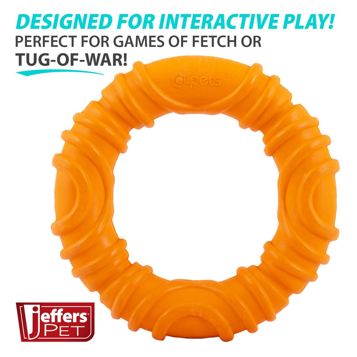 Jeffers Wavy Ring Tugger Natural Rubber Dog Chew Toy for Tug, Fetch & Dental Support - I7RU - Multi - Medium - 1 - 3