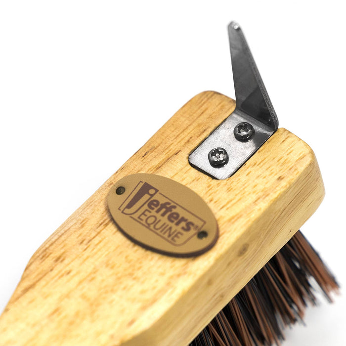 Jeffers Wooden Handle Hoof Pick & Brush, Horse Hoof Cleaning Tool - IA1J - Brown - 8" - Each - 2