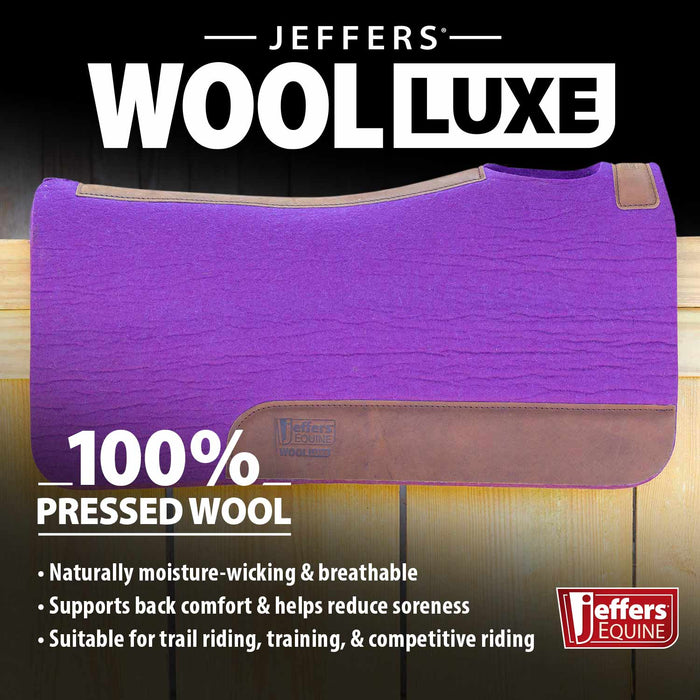 Jeffers WoolLuxe 100% Wool Equine Saddle Pad – Cushioned, Breathable, and Shock - Absorbing - JEF13D - Purple - 30" x 30" - 3/4" - 31
