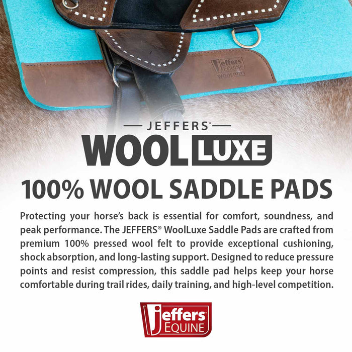 Jeffers WoolLuxe 100% Wool Equine Saddle Pad – Cushioned, Breathable, and Shock - Absorbing - JEF13E - Turquoise - 30" x 30" - 3/4" - 5