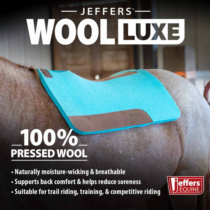 Jeffers WoolLuxe 100% Wool Equine Saddle Pad – Cushioned, Breathable, and Shock - Absorbing - JEF13E - Turquoise - 30" x 30" - 3/4" - 4