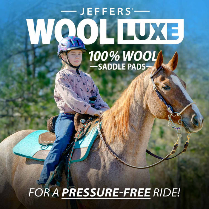 Jeffers WoolLuxe 100% Wool Equine Saddle Pad – Cushioned, Breathable, and Shock - Absorbing - JEF13E - Turquoise - 30" x 30" - 3/4" - 2