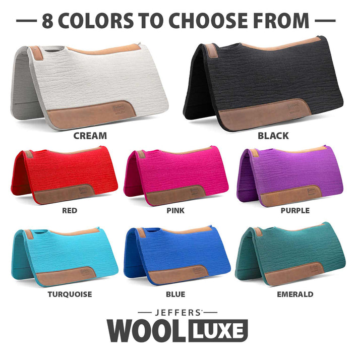 Jeffers WoolLuxe 100% Wool Equine Saddle Pad – Cushioned, Breathable, and Shock - Absorbing - JEF13E - Turquoise - 30" x 30" - 3/4" - 3