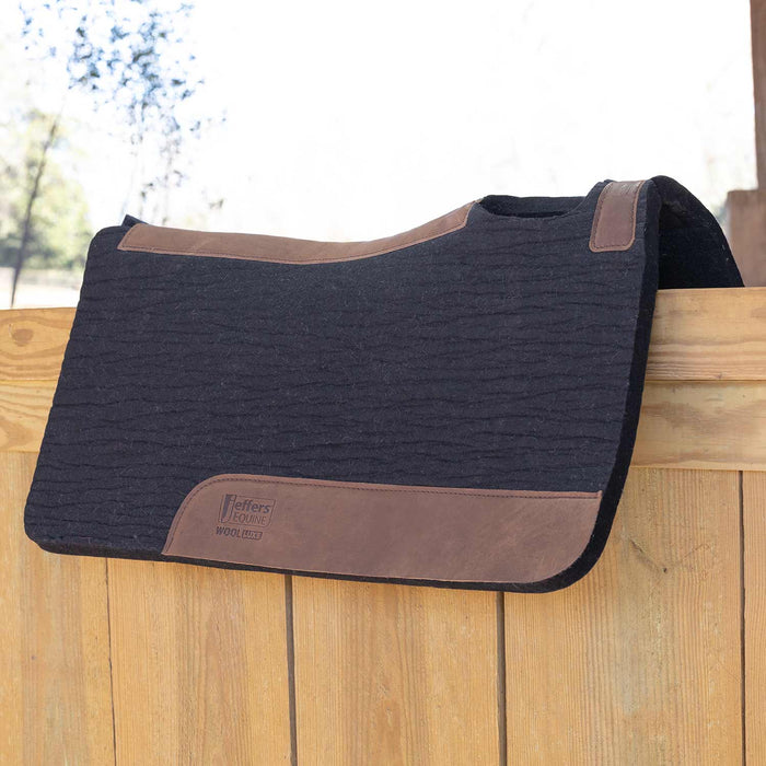 Jeffers WoolLuxe 100% Wool Felt Equine Saddle Pad – Cushioned, Breathable, and Shock - Absorbing - JEF13A - Black - 30" x 30" - 3/4" - 45