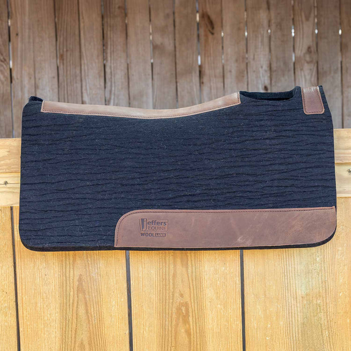 Jeffers WoolLuxe 100% Wool Felt Equine Saddle Pad – Cushioned, Breathable, and Shock - Absorbing - JEF13A - Black - 30" x 30" - 3/4" - 46