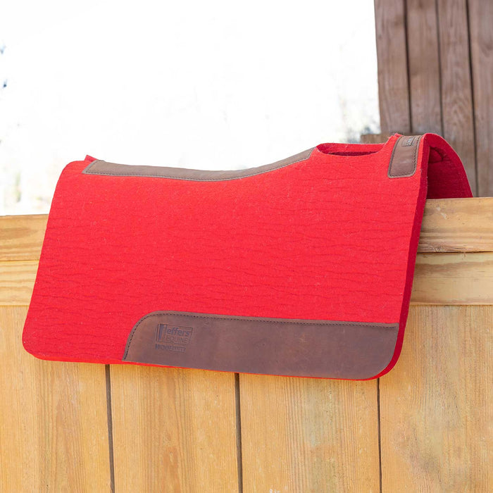 Jeffers WoolLuxe 100% Wool Felt Equine Saddle Pad – Cushioned, Breathable, and Shock - Absorbing - JEF13C - Red - 30" x 30" - 3/4" - 12