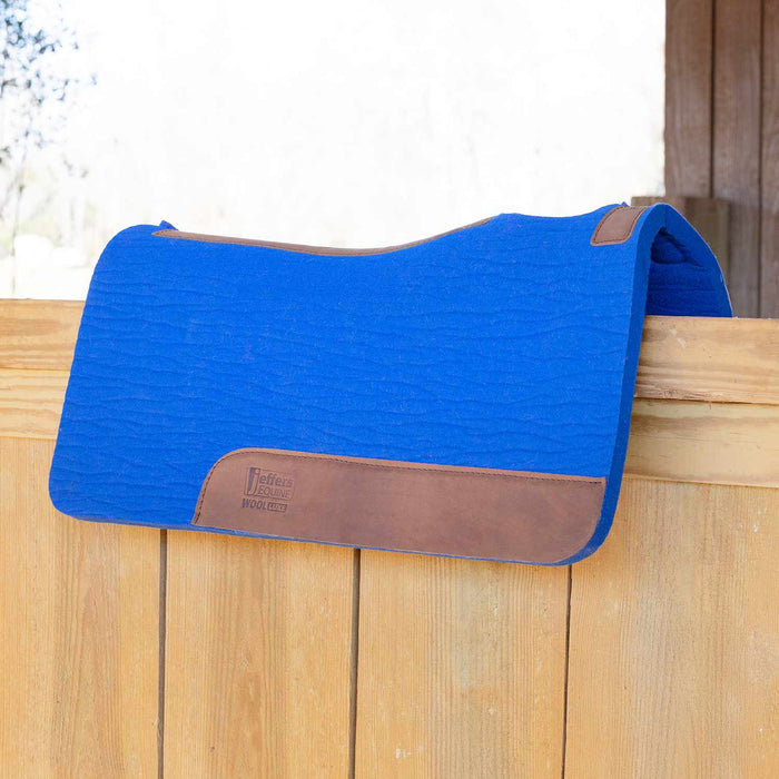 Jeffers WoolLuxe 100% Wool Felt Equine Saddle Pad – Cushioned, Breathable, and Shock - Absorbing - JEF13F - Blue - 30" x 30" - 3/4" - 35