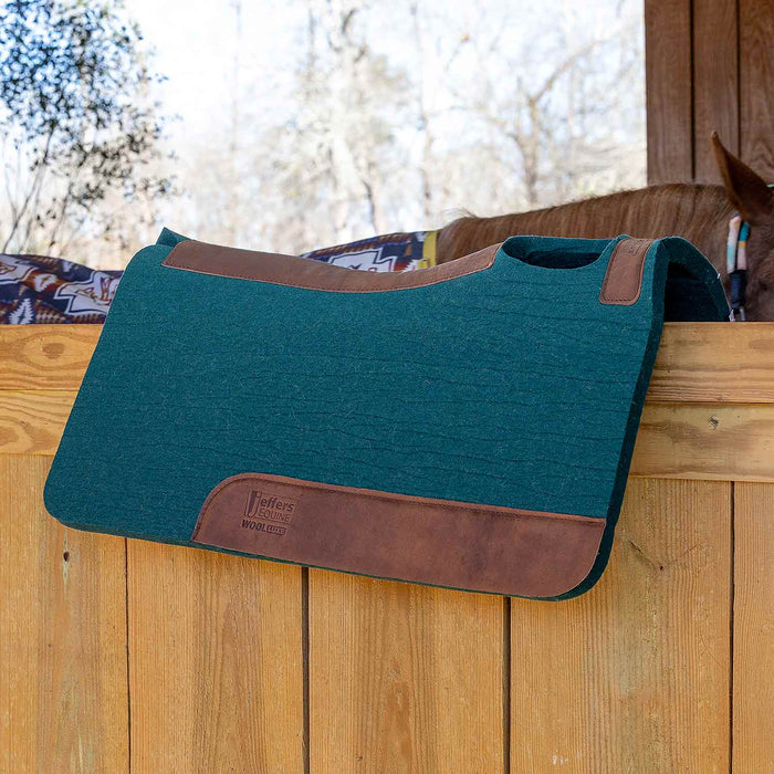 Jeffers WoolLuxe 100% Wool Felt Equine Saddle Pad – Cushioned, Breathable, and Shock - Absorbing - JEF13G - Emerald - 30" x 30" - 3/4" - 40