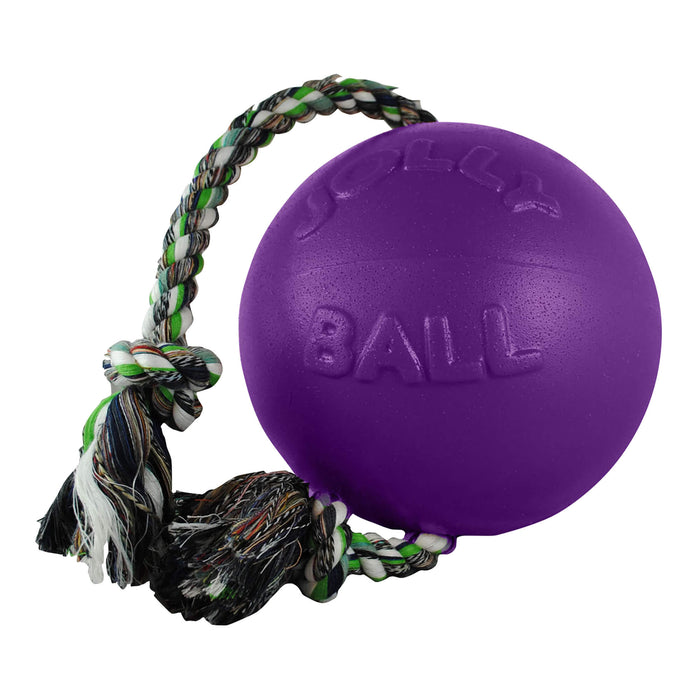 Jolly Pets Romp - n - Roll Ball – Tough Scented Dog Toy for Tug, Fetch & Water Play - H7VA - 4.5" - Purple - 5