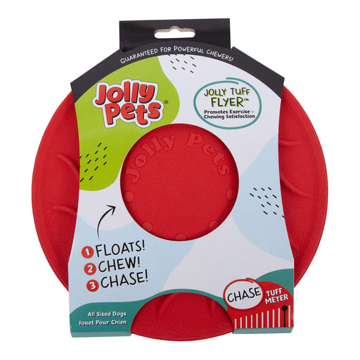 Jolly Tuff Flyer Dog Fetch Toy - H7W8 - Red - 8.5" - 2
