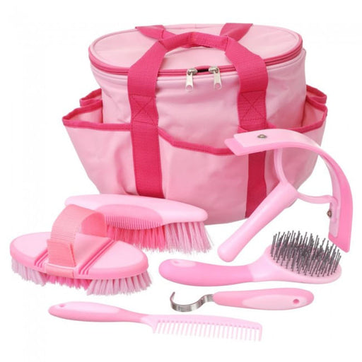 Great Grips 6 Piece Horse Grooming Kit w/ Bag - Pink  