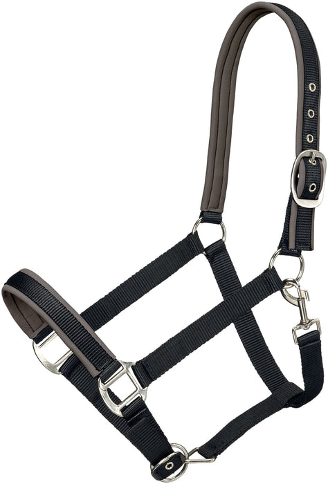 Tough1 Padded Nylon Horse Halter, Full - Black/Gray  