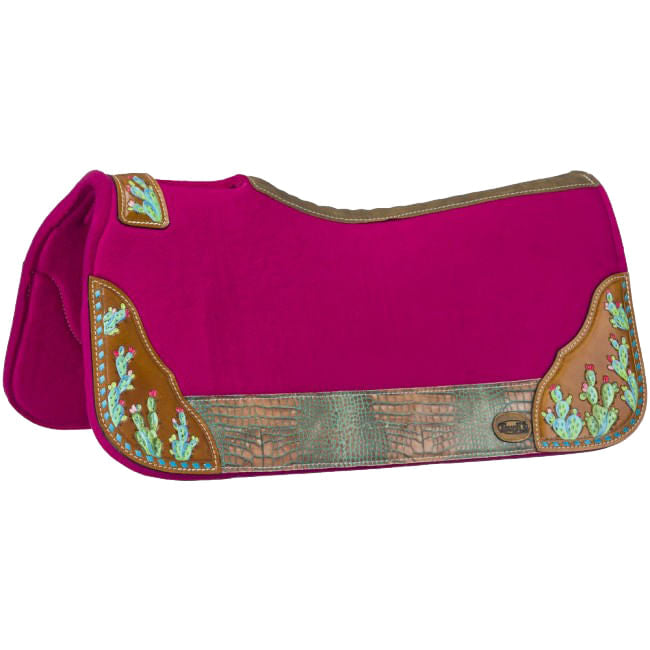 Tough1 Hand Painted Cactus Contour Felt Saddle Pad -   