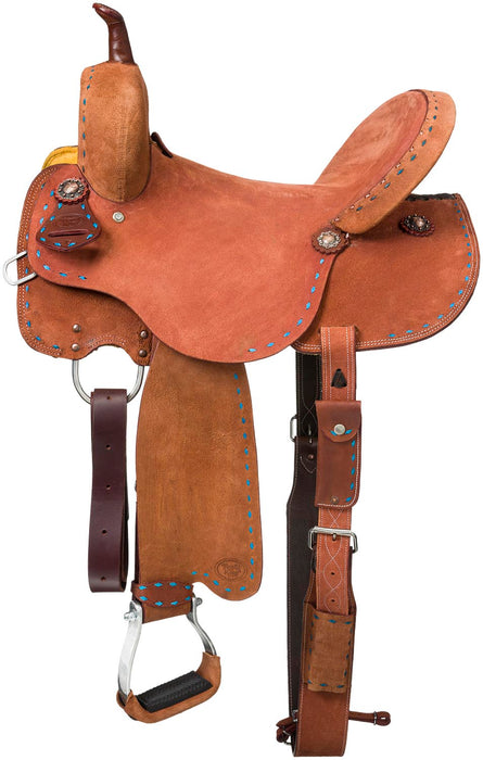 Tough1 Medina Buckstitch Roughout Barrel Saddle - 15 in  