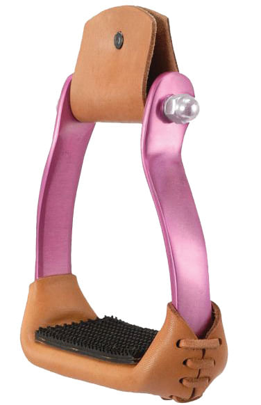 Polished Aluminum Barrel Racer Stirrups - Pink  