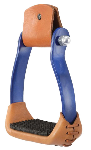 Polished Aluminum Barrel Racer Stirrups - Royal Blue  