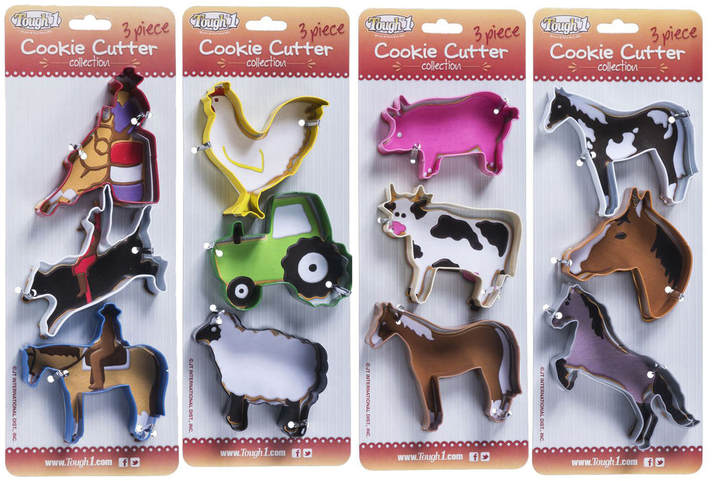 Tought1 3-Piece Metal Cookie Cutters Set - Pig/Cow/Horse  