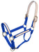 Tough1 Leather Overlay Breakaway Horse Nylon Halter - Royal Blue  