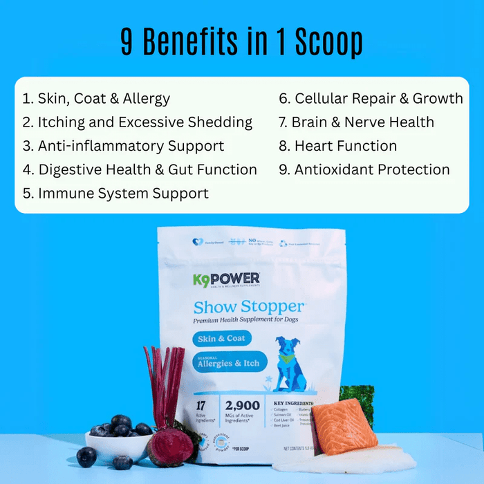 K9 Power Show Stopper Skin & Coat Supplement for Dogs - OGK5 - 1 lb - 3